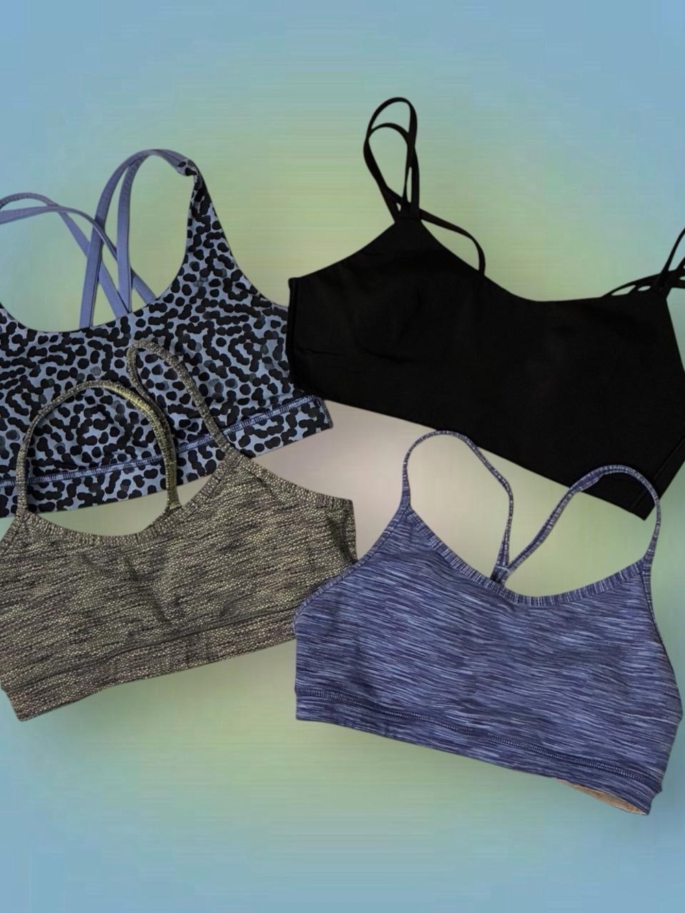 Lululemon Bralette Set - Black, Blue, Gray, Leopard